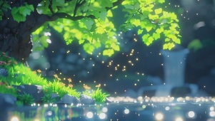 治愈系插画壁纸-萤之森