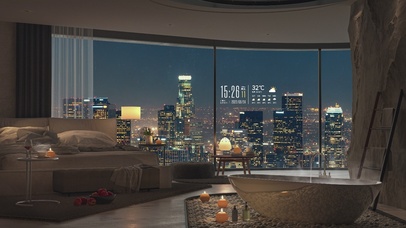 4K唯美治愈雨夜城市房间