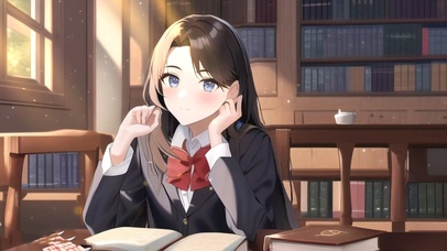 图书馆里的美少女