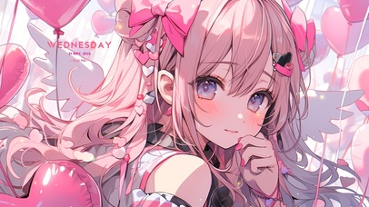 清新粉色爱心少女