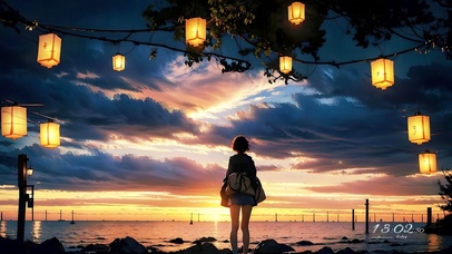 4K日暮下的愿望海滩