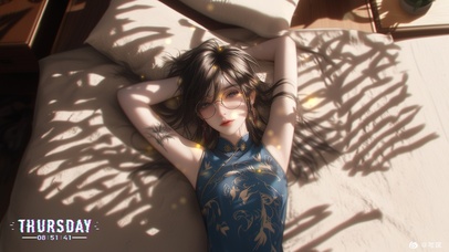 她的发丝在微风中轻轻舞动