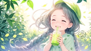 爱喝果汁的女孩