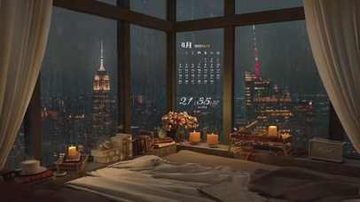 纽约雨夜舒适卧室