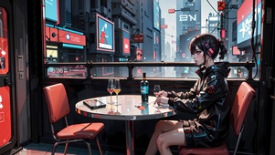 赛博酒吧可爱女孩