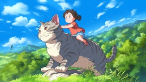 骑猫咪的女孩