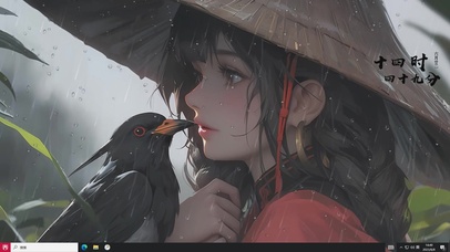 国风主题 雨中斗笠少女