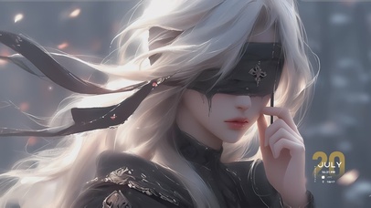 【4K】蒙眼少女，汉服古风白发