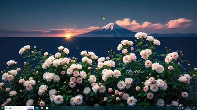 浪漫玫瑰花海富士山主题