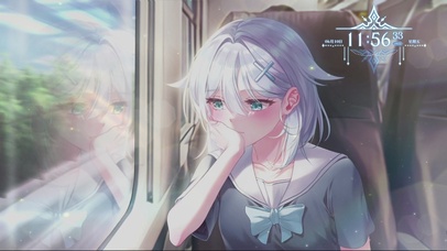 列车窗前安静的少女