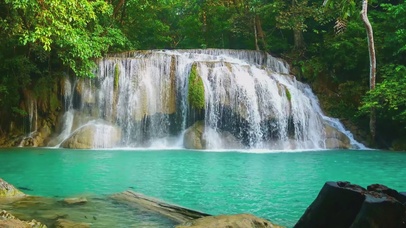 4K唯美治愈森林护眼瀑布