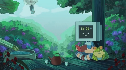 唯美治愈呆萌可爱雨天森林木屋