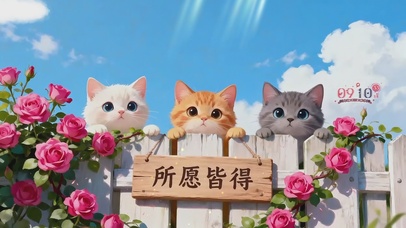 可爱三只小猫