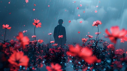 雨中花丛