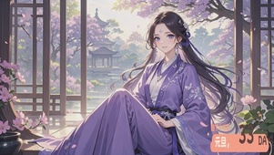 古风紫色汉服樱花少女