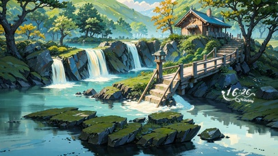 4K唯美古风古亭流水