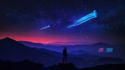 4K唯美山顶星空