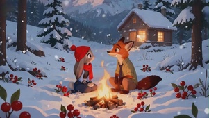 雪天篝火中的朱迪和尼克