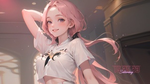 清新粉发少女