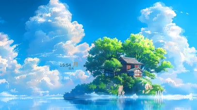 湖中唯美小屋