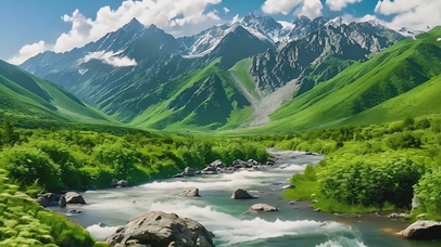 4K自然风景 小溪大山