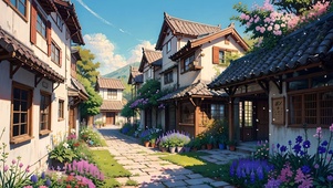 小镇上的鲜花小巷