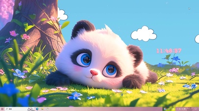 草地可爱小熊猫