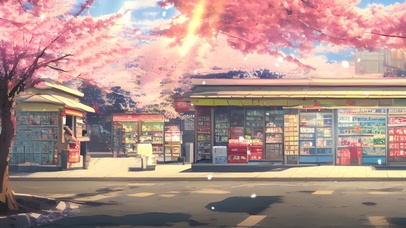 樱花飘落的商铺