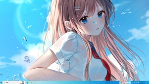 夏日制服玩水少女