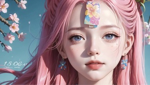 可爱樱花季少女