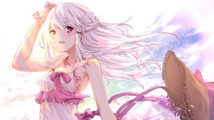 少女粉色礼服裙子