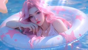 唯美泳池少女