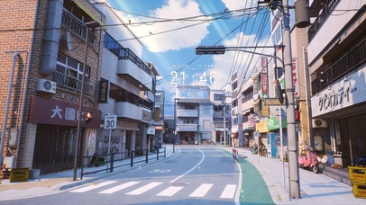 4K 唯美治愈动漫城市街道