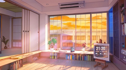 4K唯美夕阳日式卧室