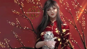 唯美古风新春少女