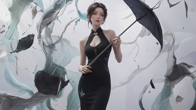 国风水墨旗袍性感御姐