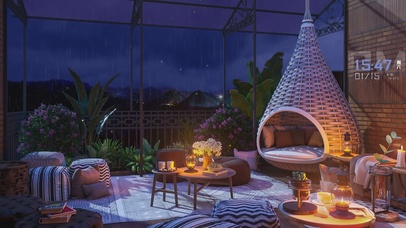 4K雨天唯美阳光房间