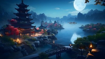 唯美夜景樱花江南