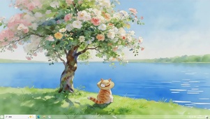 鲜花树下猫咪