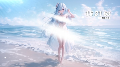 雪墨壁纸丨申鹤丨夏日海滩丨