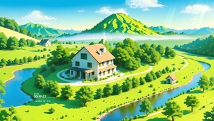 绿色青色小屋