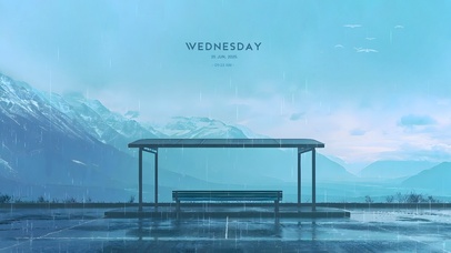 雨のバス停-天青色等烟雨