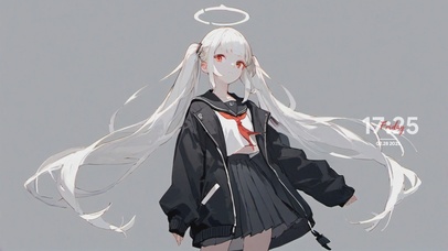 白发双马尾少女