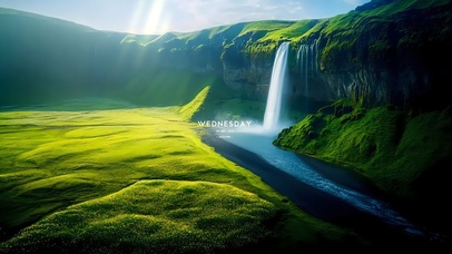 唯美的草原瀑布