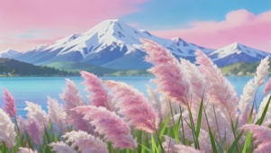 如诗如画粉彩芦苇