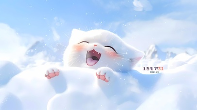 雪地上的猫咪