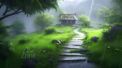  4K 雨中的林间小路