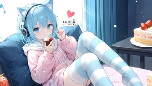 可爱午后甜点猫耳女孩