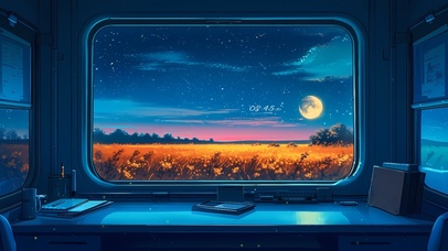 4K唯美梦幻窗外星空夜景