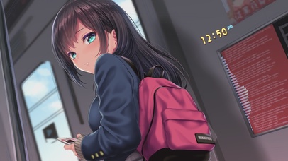 公车上的校园美少女